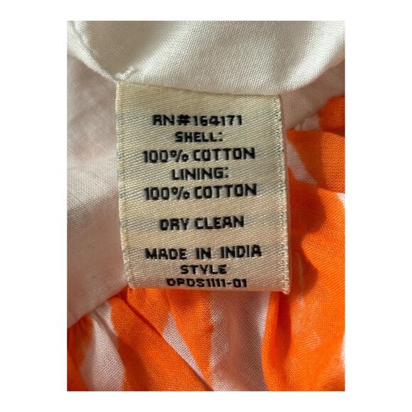 Du Paradis Prunella bubble hem cotton minidress orange white size Medium M - Picture 7 of 8